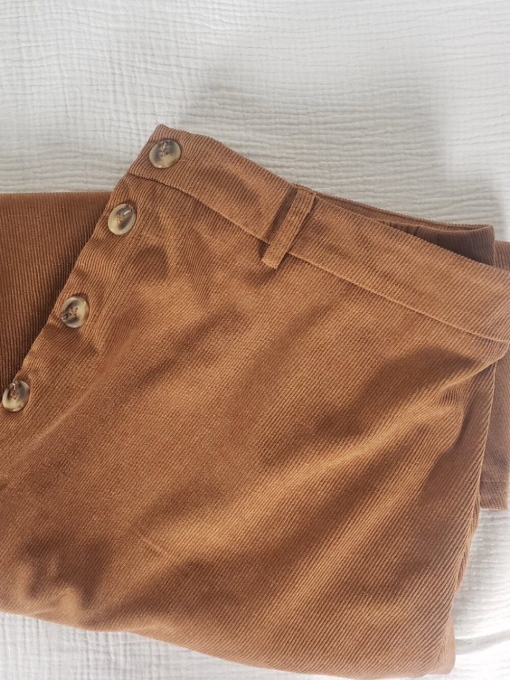 Womens 3X Corduroy A Line Skirt Button Front Brown Plus Size